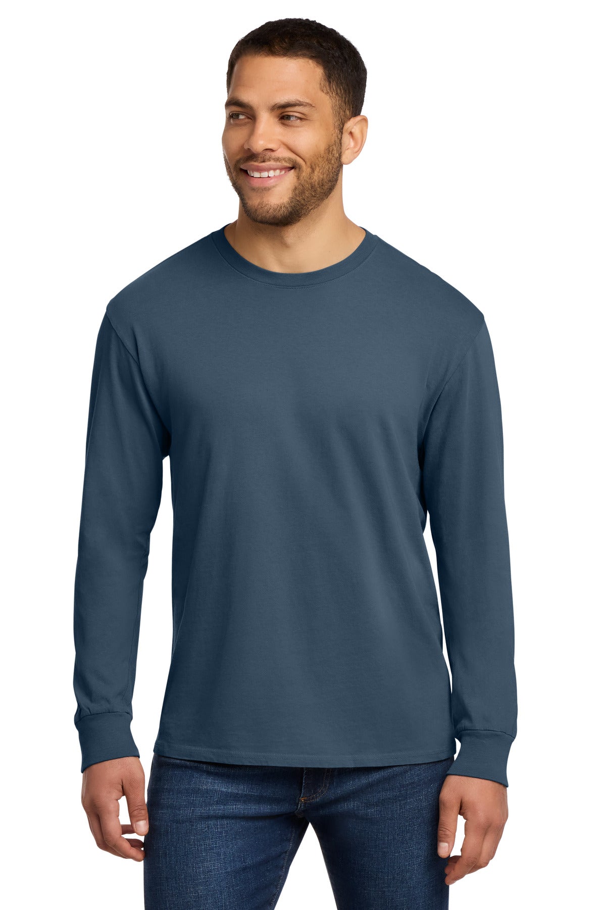 Custom Embroidered Port & Co T-Shirts  in Denim Blue