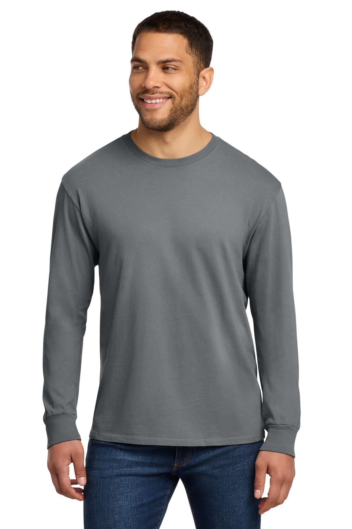 Custom Embroidered Port & Co T-Shirts  in Pewter