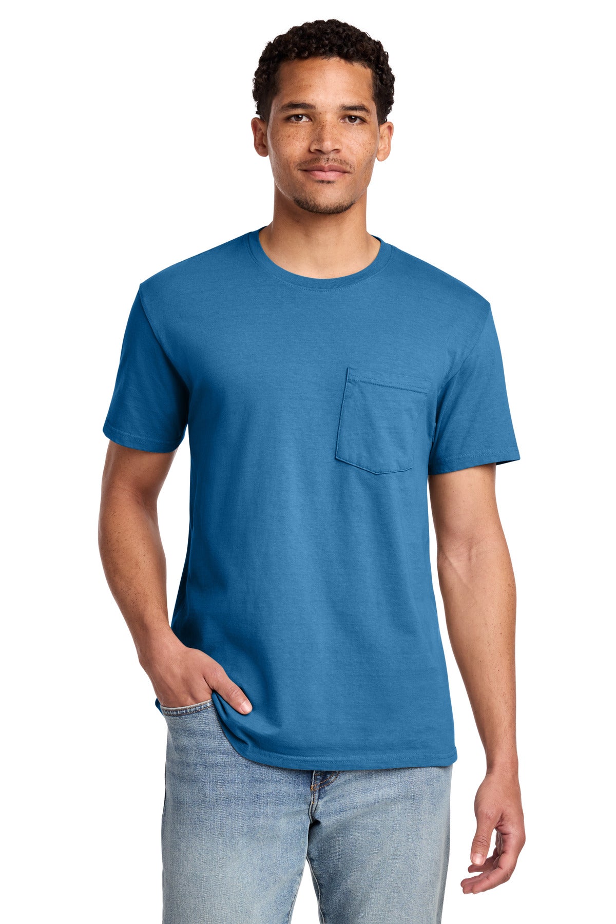 Custom Embroidered Port & Co T-Shirts  in Blue Moon
