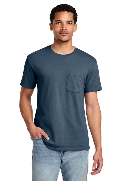 Custom Embroidered Port & Co T-Shirts  in Denim Blue