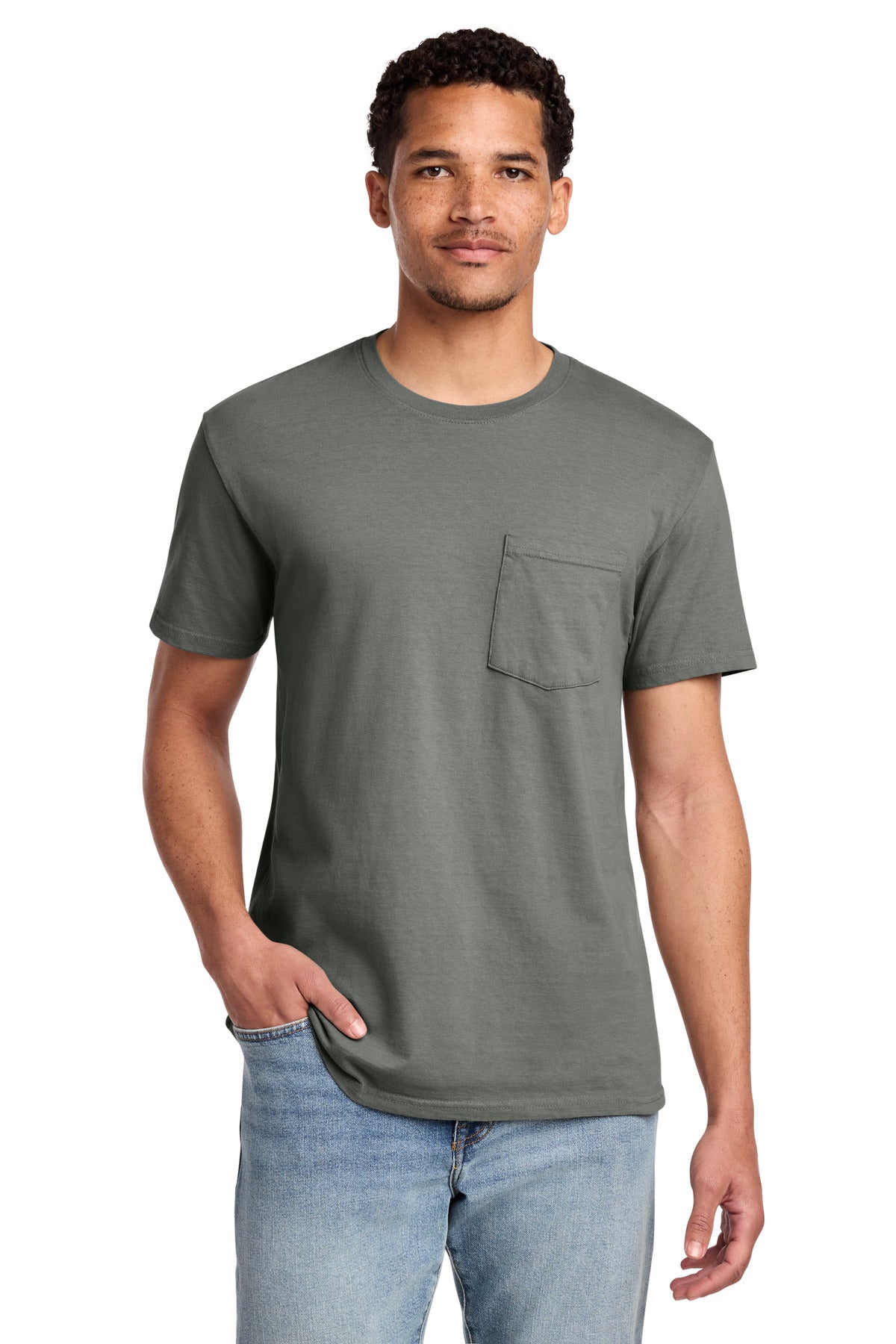 Custom Embroidered Port & Co T-Shirts  in Pewter