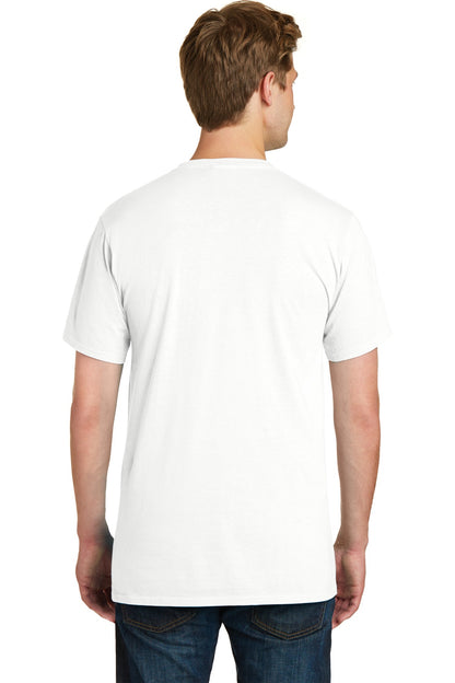 Custom Embroidered Port & Company Beach Wash Garment-Dyed Pocket Tee.  PC099P,White