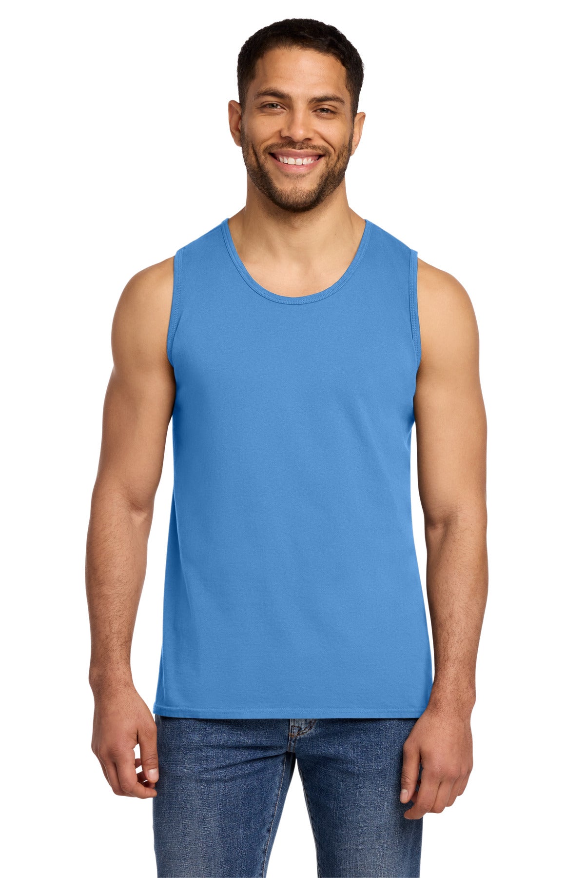 Custom Embroidered Port & Co T-Shirts  in Blue Moon