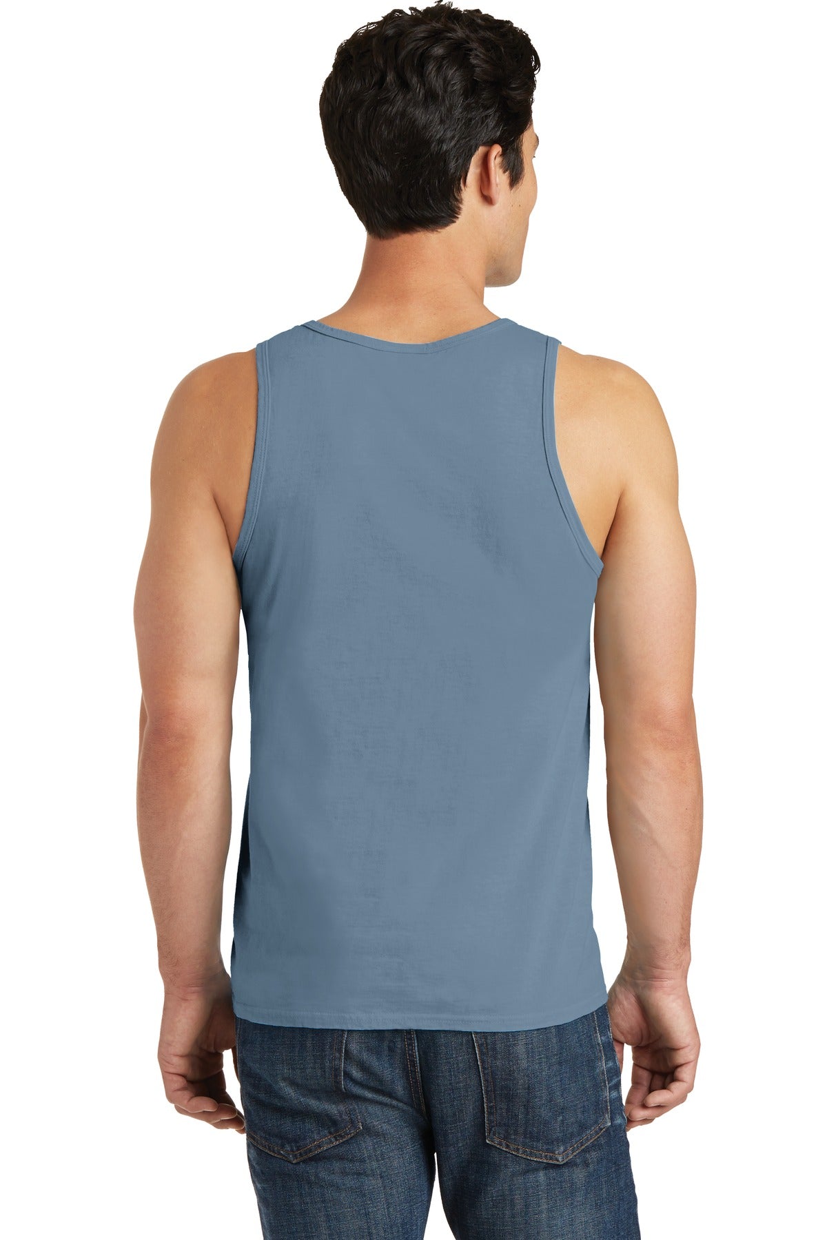 Custom Embroidered Port & Company Beach Wash Garment-Dyed Tank.  PC099TT,Denim Blue