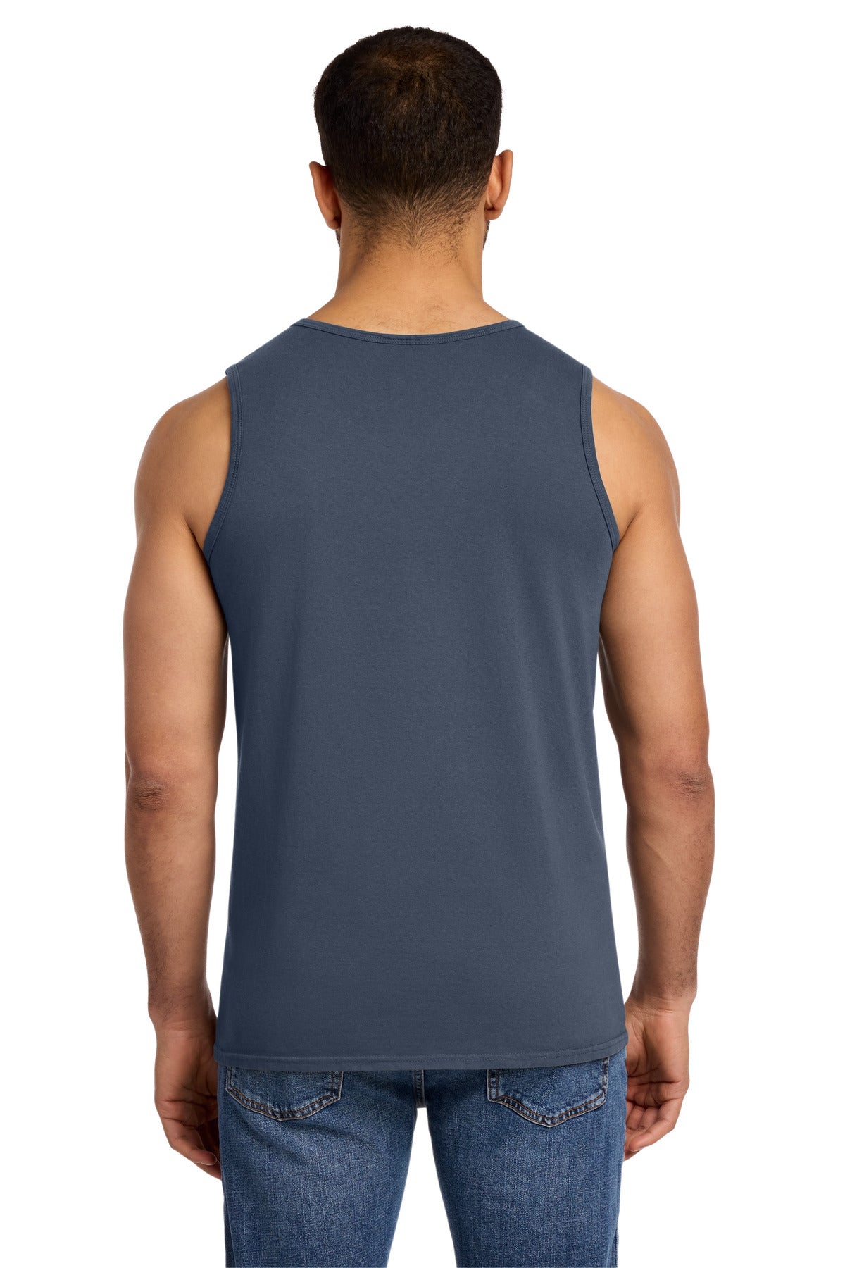 Custom Embroidered Port & Co T-Shirts  in Denim Blue