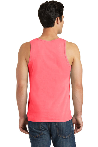 Custom Embroidered Port & Company Beach Wash Garment-Dyed Tank.  PC099TT,Neon Coral