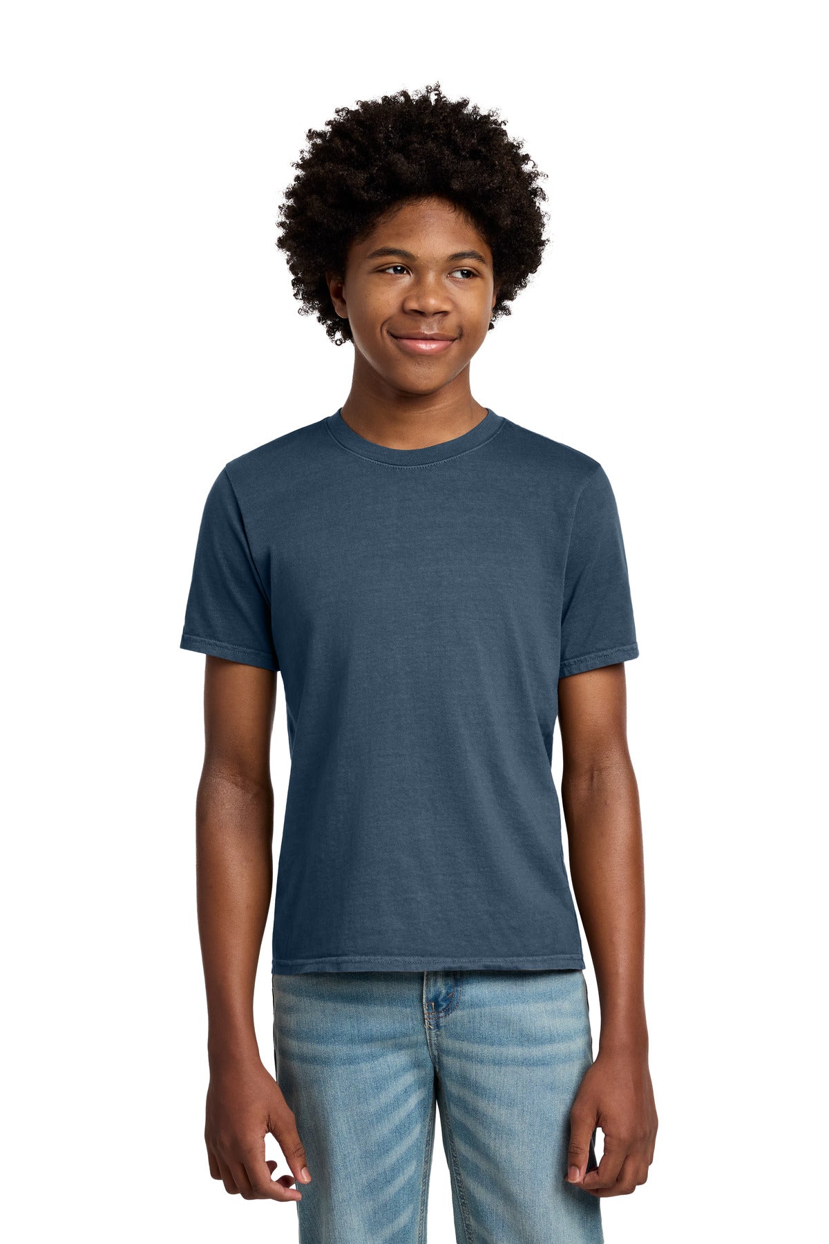 Custom Embroidered Port & Co T-Shirts  in Denim Blue