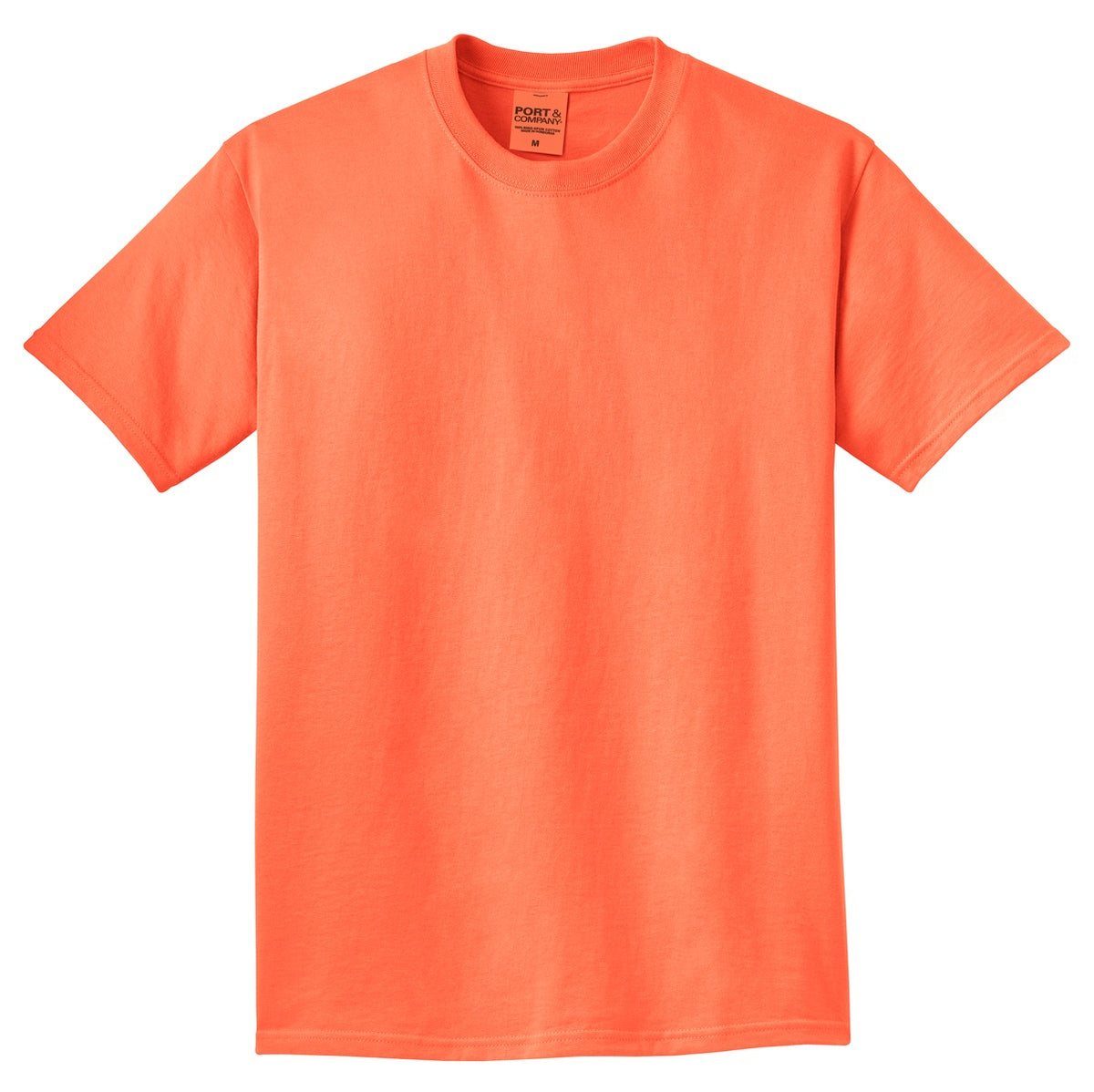 Custom Embroidered Port & Co T-Shirts  in Neon Orange