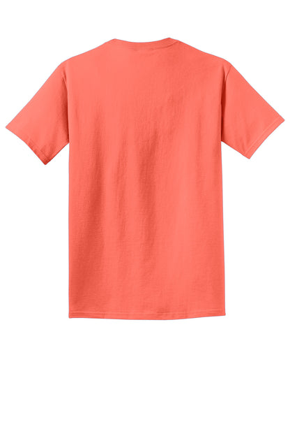 Custom Embroidered Port & Co T-Shirts  in Neon Coral