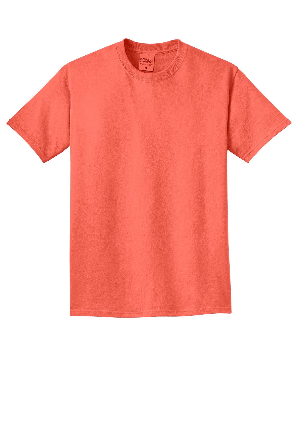 Custom Embroidered Port & Co T-Shirts  in Neon Coral