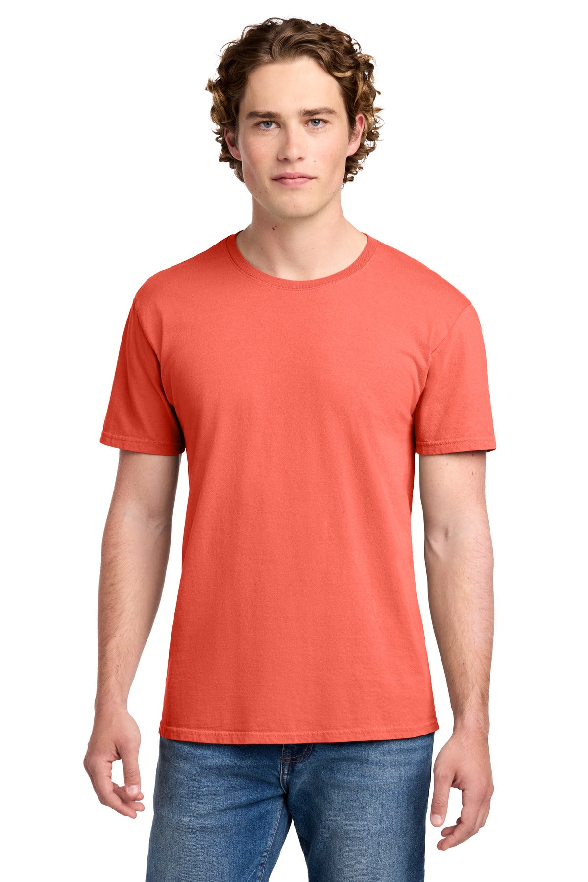 Custom Embroidered Port & Co T-Shirts  in Neon Coral