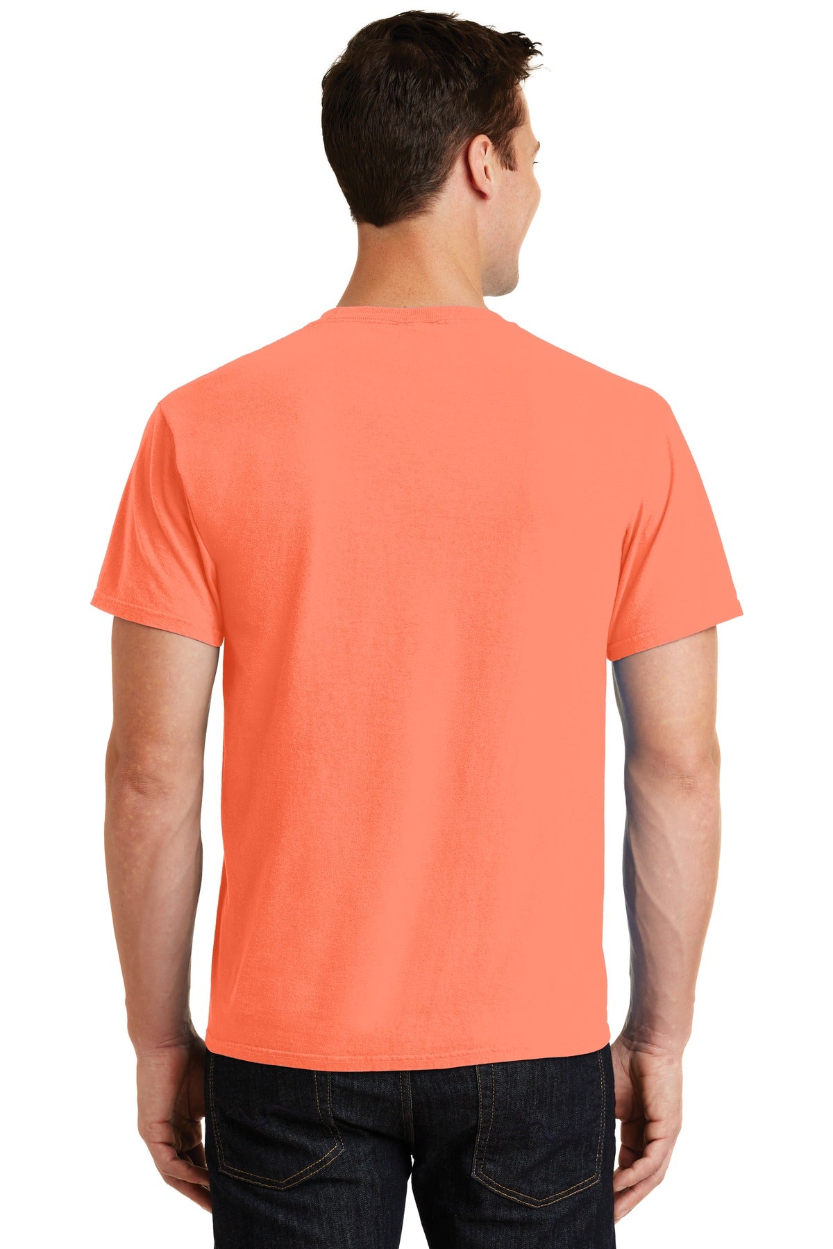 Custom Embroidered Port & Co T-Shirts  in Neon Orange
