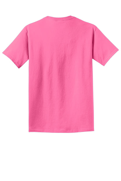 Custom Embroidered Port & Co T-Shirts  in Neon Pink