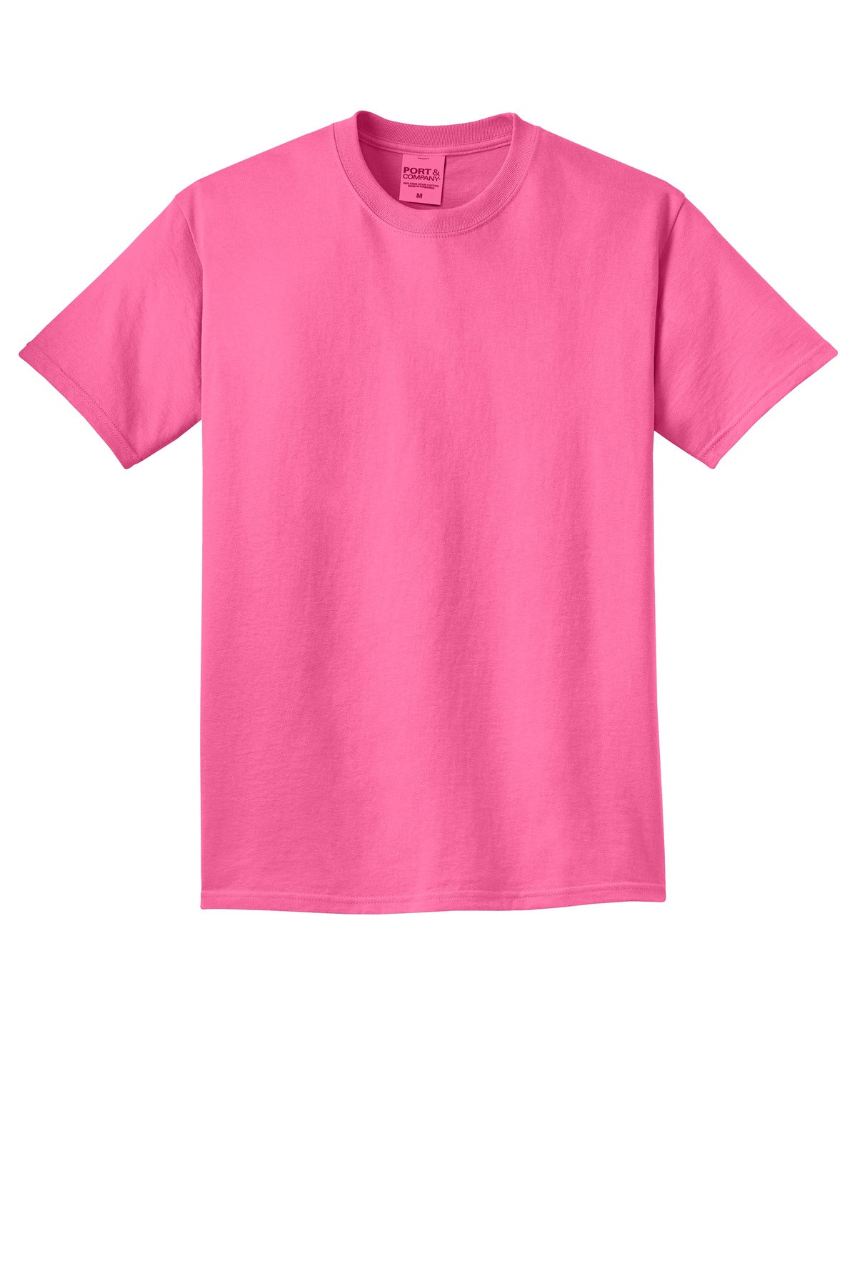 Custom Embroidered Port & Co T-Shirts  in Neon Pink