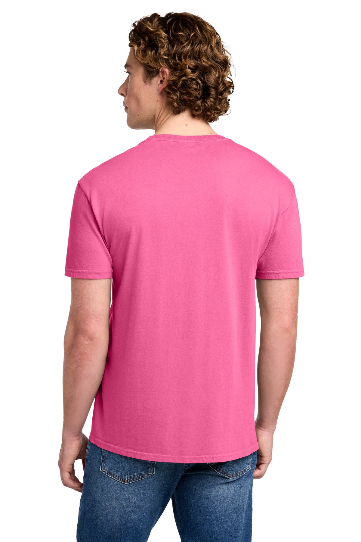 Custom Embroidered Port & Co T-Shirts  in Neon Pink