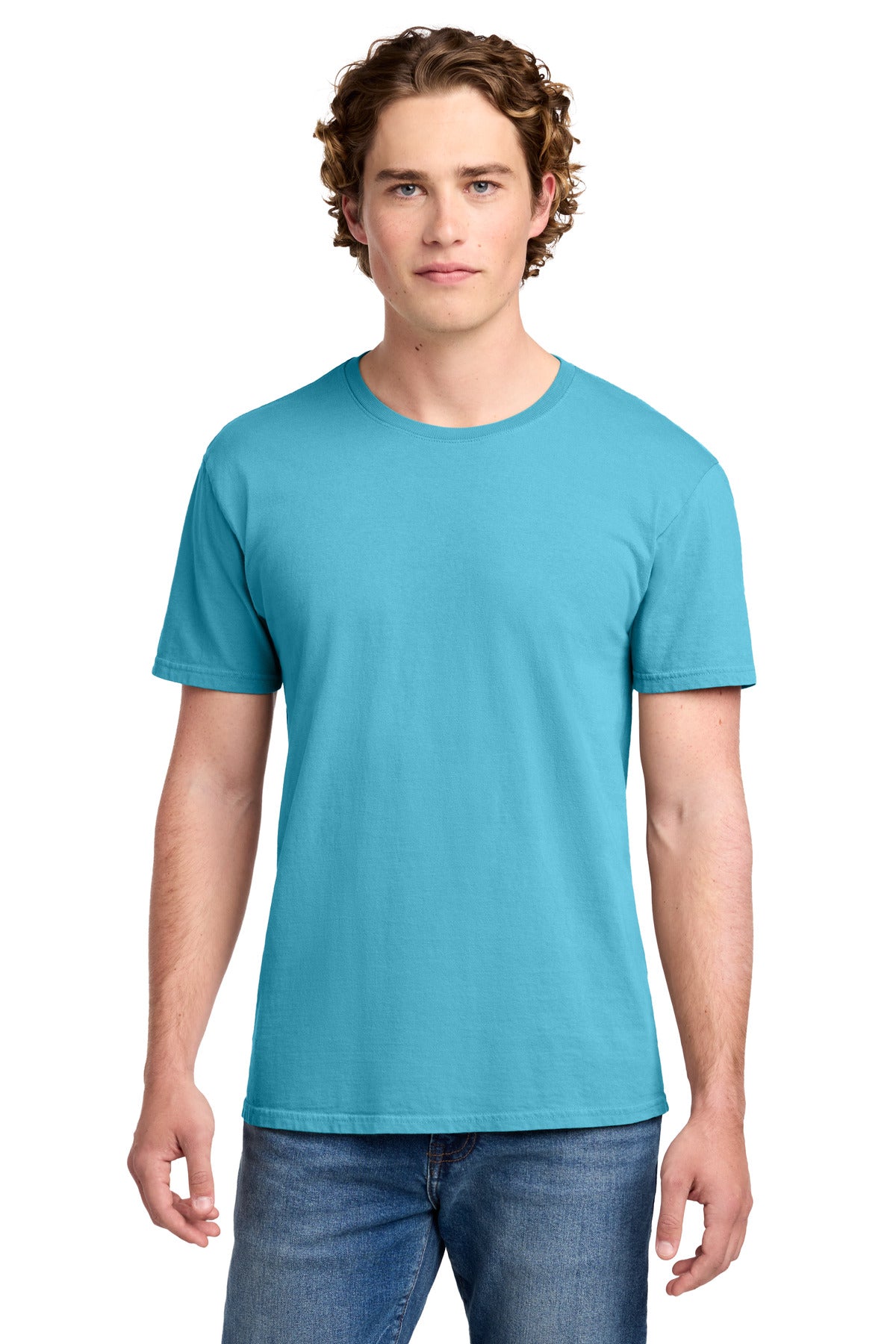 Custom Embroidered Port & Co T-Shirts  in Tidal Wave