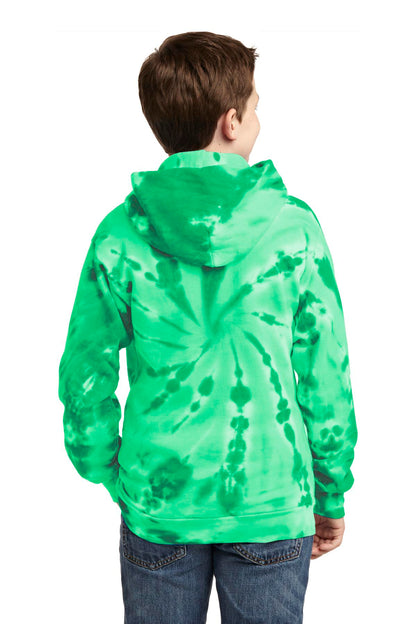 Custom Embroidered Port & Company Youth Tie-Dye Pullover Hooded Sweatshirt. PC146Y,Kelly