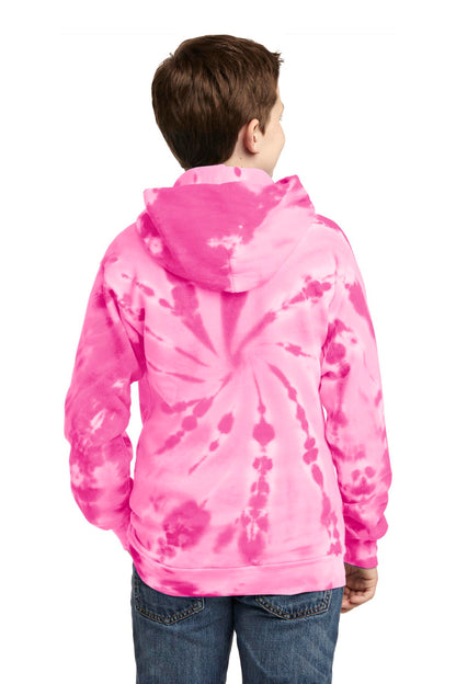 Custom Embroidered Port & Company Youth Tie-Dye Pullover Hooded Sweatshirt. PC146Y,Pink