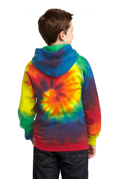Custom Embroidered Port & Company Youth Tie-Dye Pullover Hooded Sweatshirt. PC146Y,Rainbow