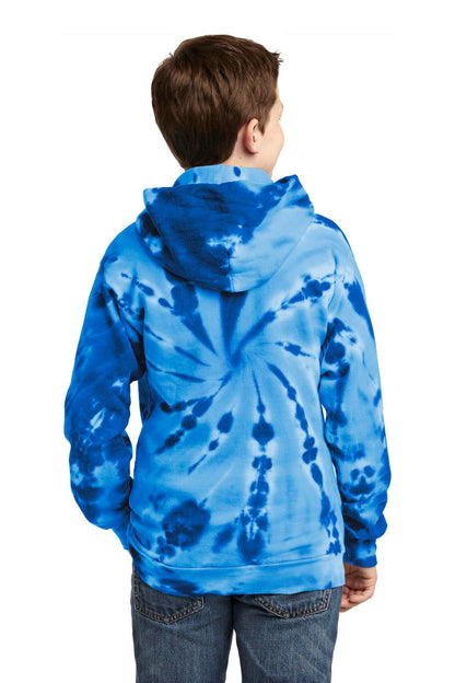 Custom Embroidered Port & Company Youth Tie-Dye Pullover Hooded Sweatshirt. PC146Y,Royal