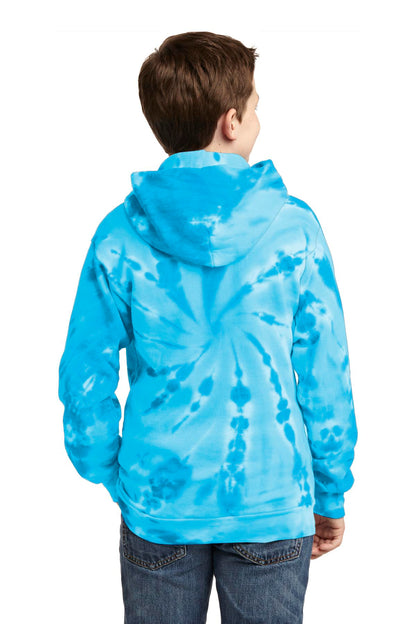 Custom Embroidered Port & Company Youth Tie-Dye Pullover Hooded Sweatshirt. PC146Y,Turquoise