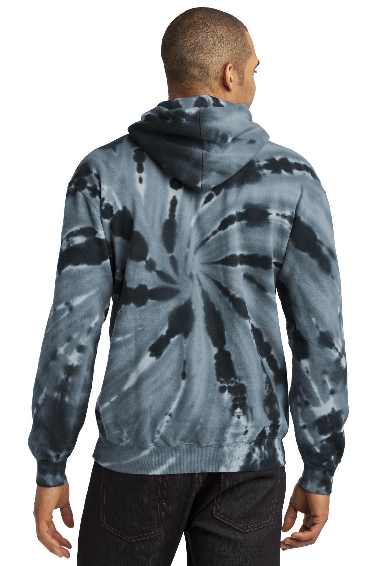 Custom Embroidered Port & Company Tie-Dye Pullover Hooded Sweatshirt. PC146,Black