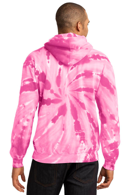 Custom Embroidered Port & Company Tie-Dye Pullover Hooded Sweatshirt. PC146,Pink