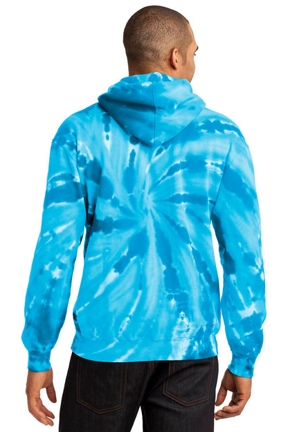Custom Embroidered Port & Company Tie-Dye Pullover Hooded Sweatshirt. PC146,Turquoise
