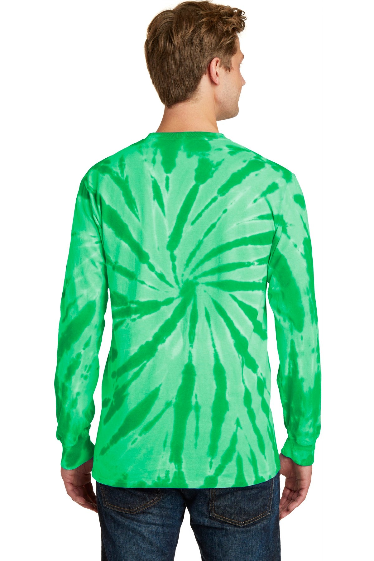 Custom Embroidered Port & Company Tie-Dye Long Sleeve Tee.  PC147LS,Kelly