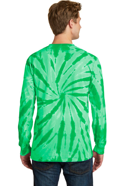 Custom Embroidered Port & Company Tie-Dye Long Sleeve Tee.  PC147LS,Kelly