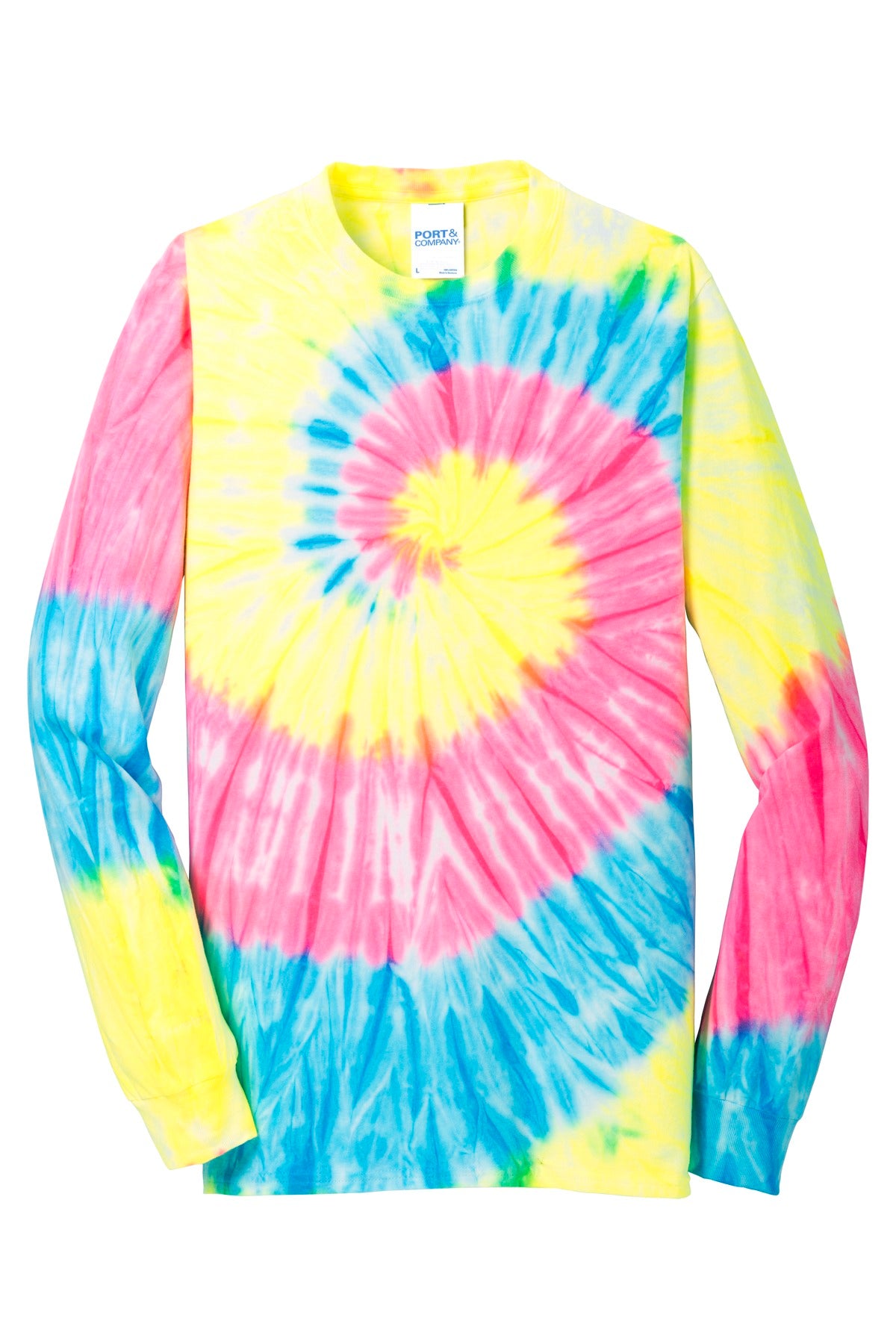Custom Embroidered Port & Co T-Shirts  in Neon Rainbow