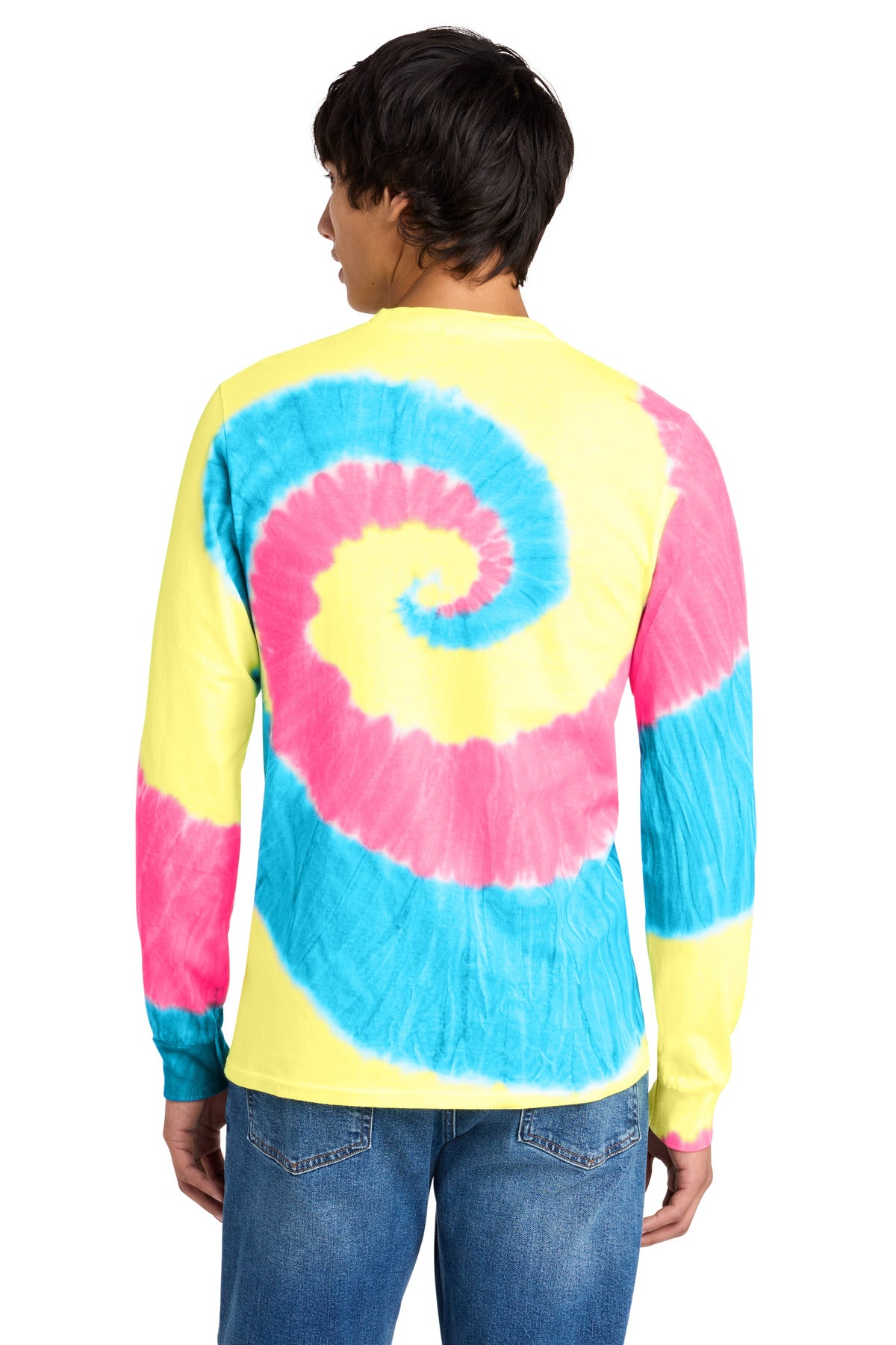 Custom Embroidered Port & Co T-Shirts  in Neon Rainbow