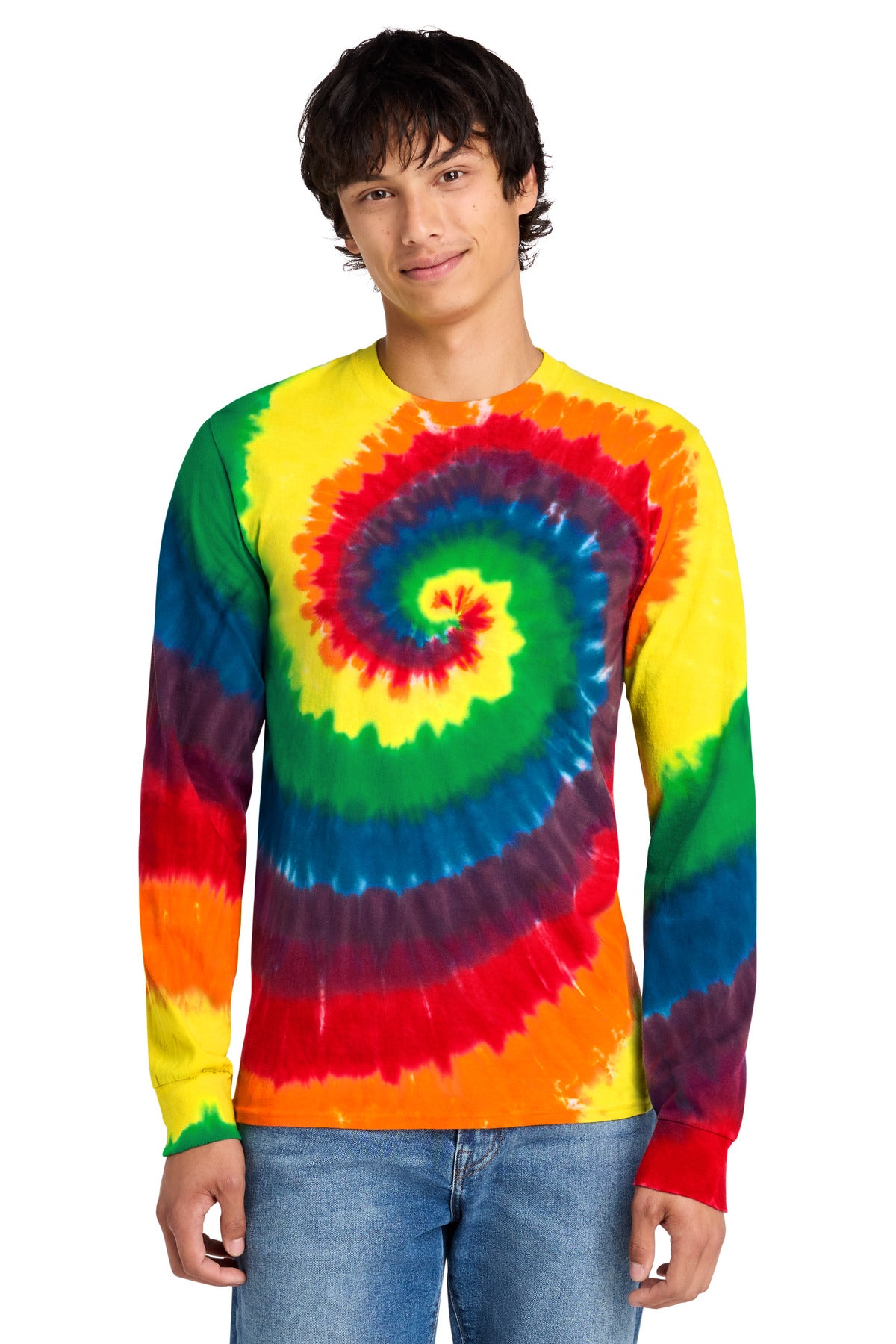 Custom Embroidered Port & Co T-Shirts  in Rainbow