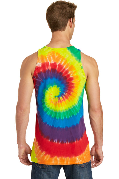 Custom Embroidered Port & Company Tie-Dye Tank Top.  PC147TT,Rainbow