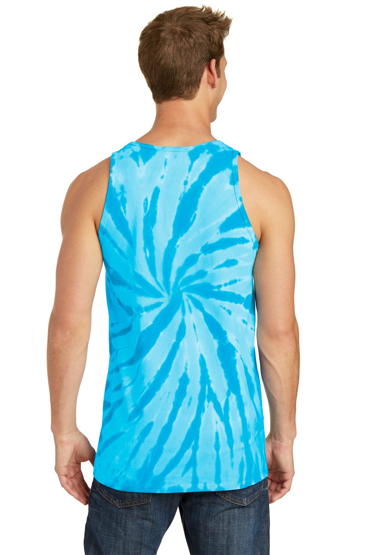 Custom Embroidered Port & Company Tie-Dye Tank Top.  PC147TT,Turquoise