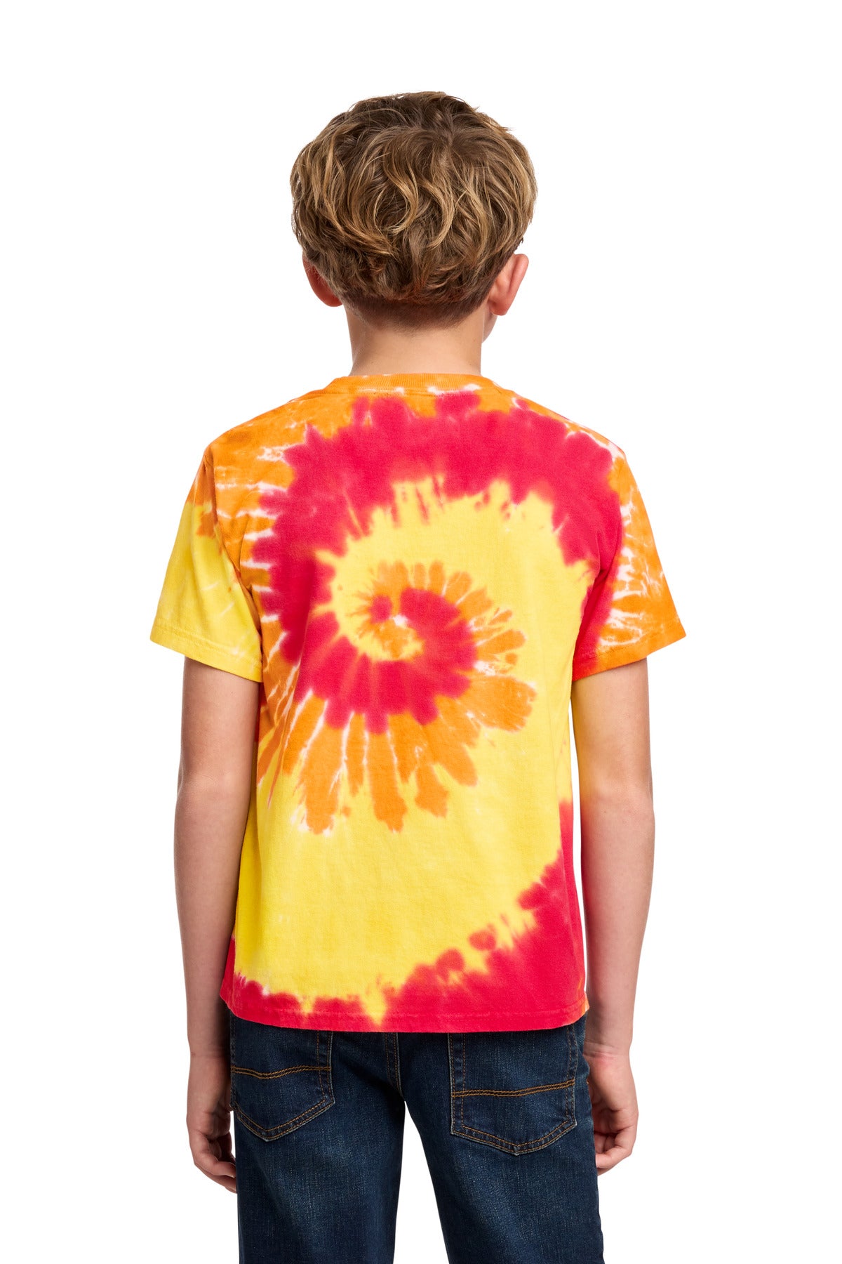 Custom Embroidered Port & Co T-Shirts  in Blaze Rainbow