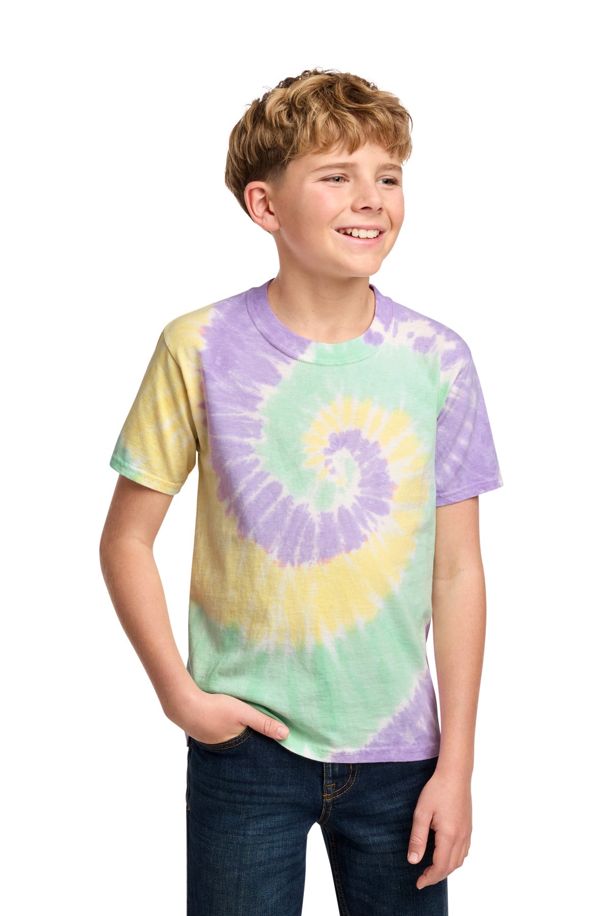Custom Embroidered Port & Co T-Shirts  in Mint Rainbow
