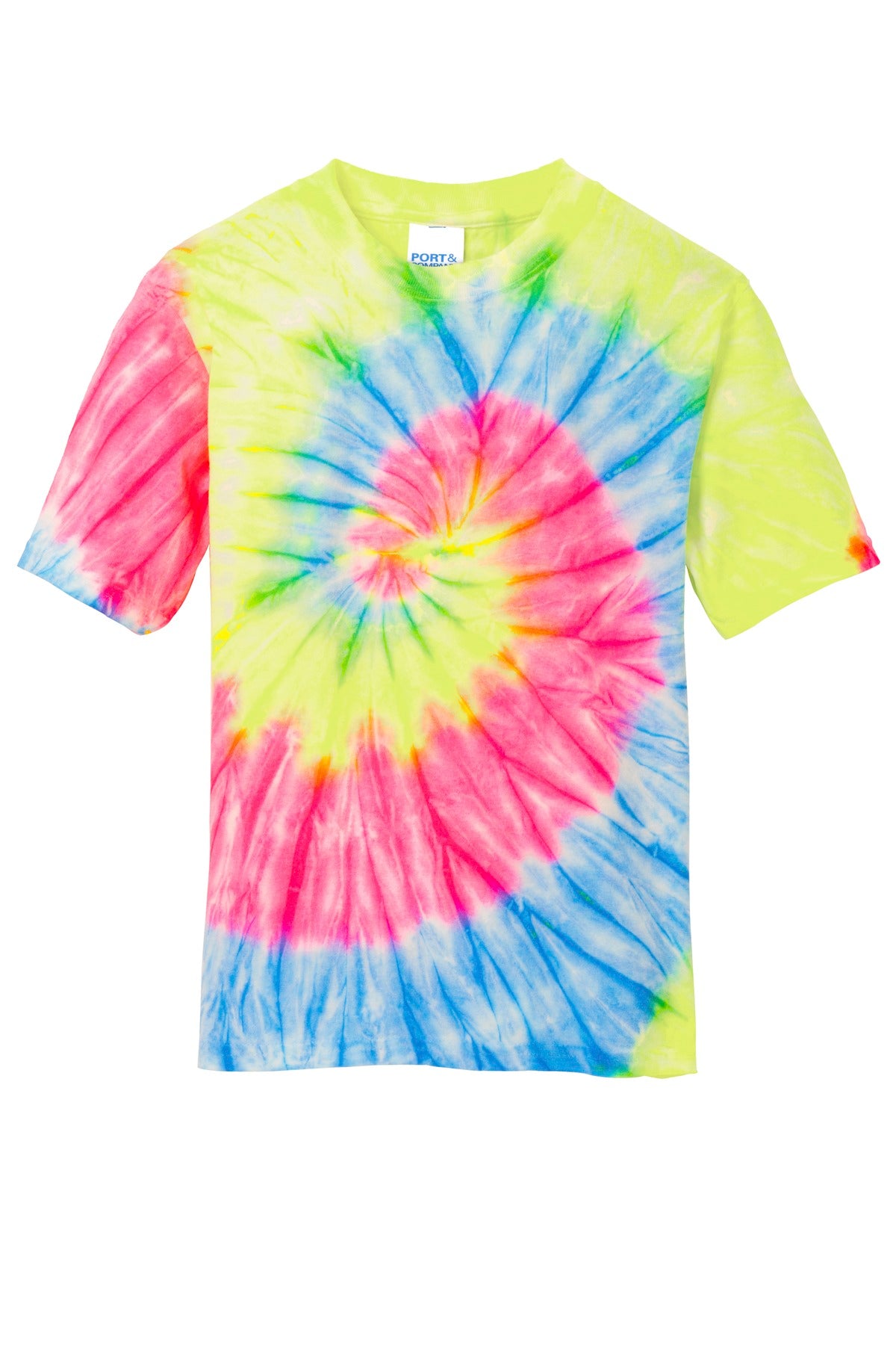 Custom Embroidered Port & Co T-Shirts  in Neon Rainbow