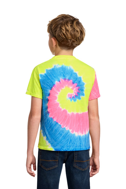 Custom Embroidered Port & Co T-Shirts  in Neon Rainbow