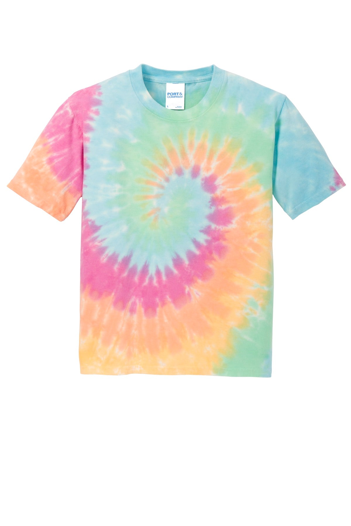 Custom Embroidered Port & Co T-Shirts  in Pastel Rainbow