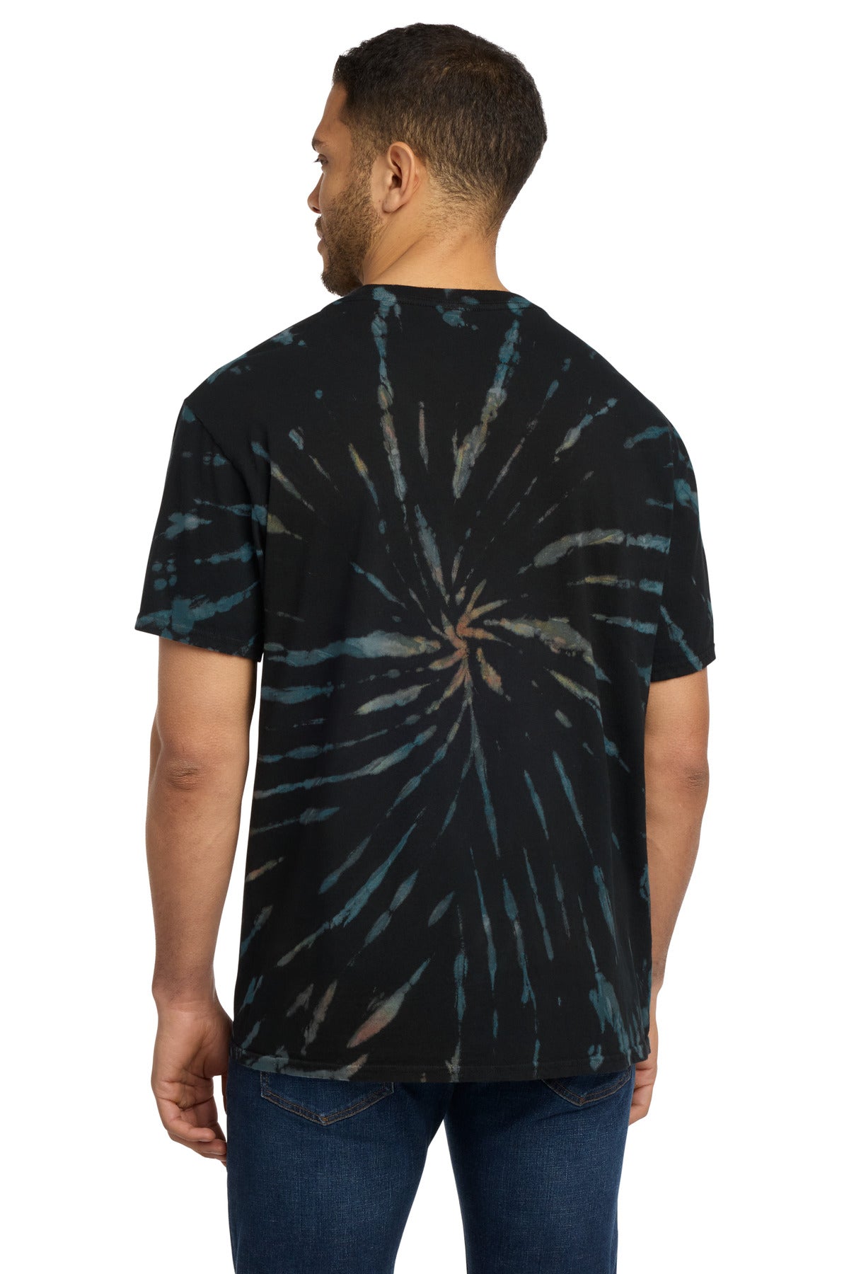 Custom Embroidered Port & Co T-Shirts  in Black Galaxy Spiral