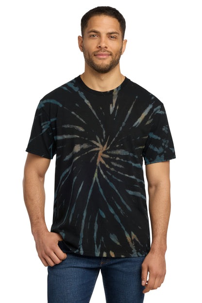 Custom Embroidered Port & Co T-Shirts  in Black Galaxy Spiral