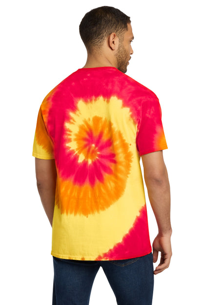 Custom Embroidered Port & Co T-Shirts  in Blaze Rainbow