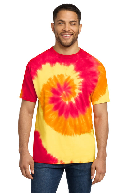 Custom Embroidered Port & Co T-Shirts  in Blaze Rainbow