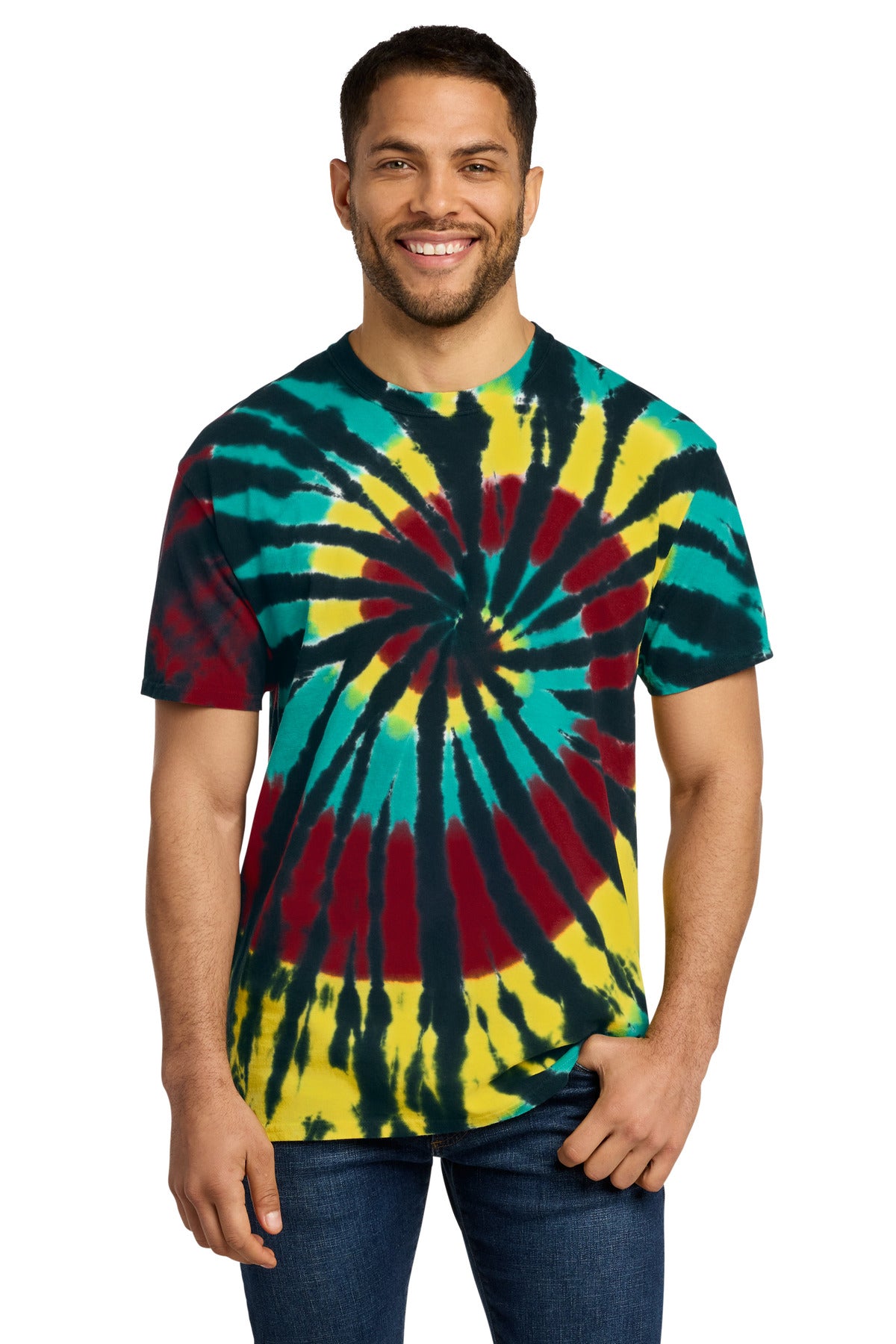 Custom Embroidered Port & Co T-Shirts  in Island Spiral