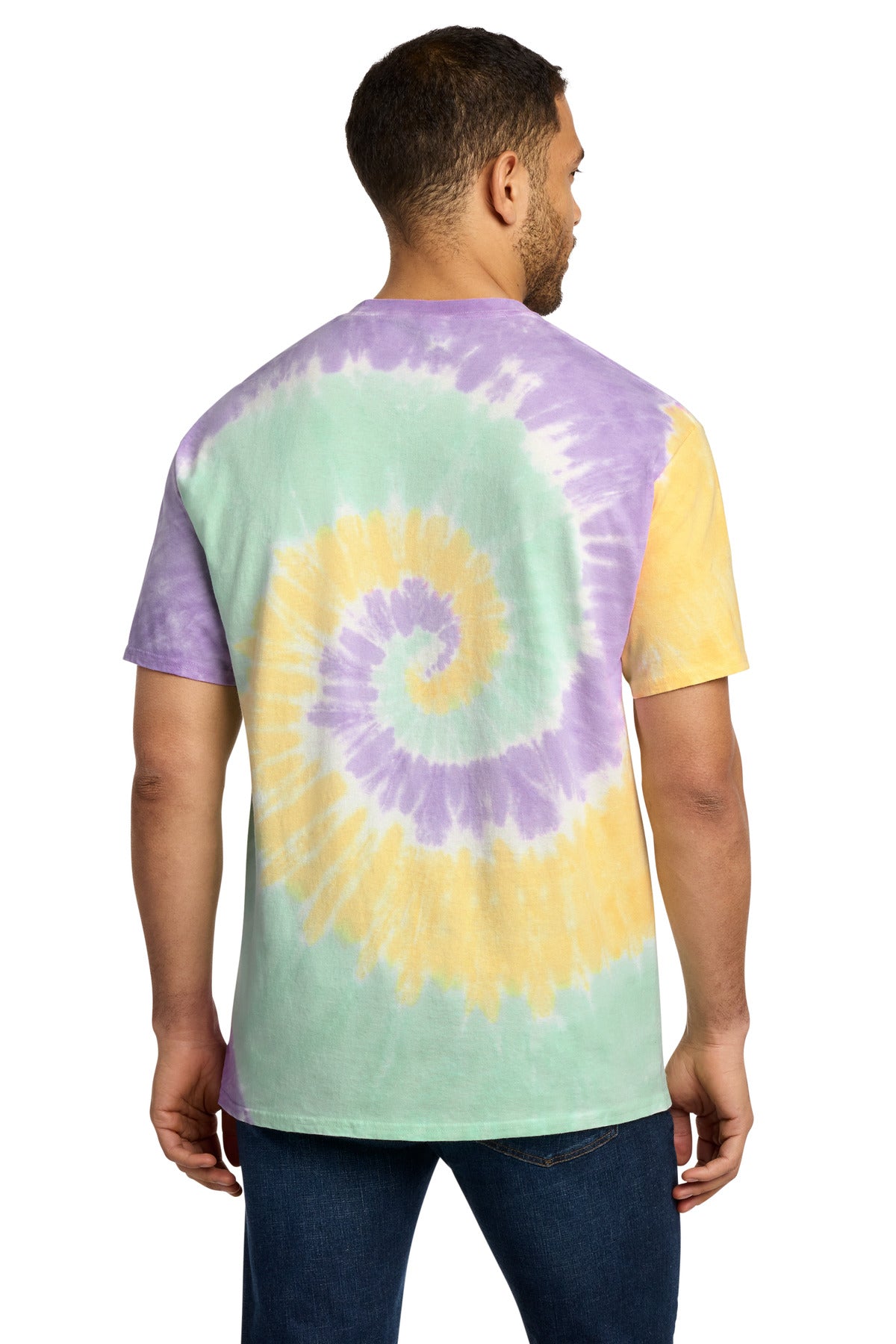 Custom Embroidered Port & Co T-Shirts  in Mint Rainbow