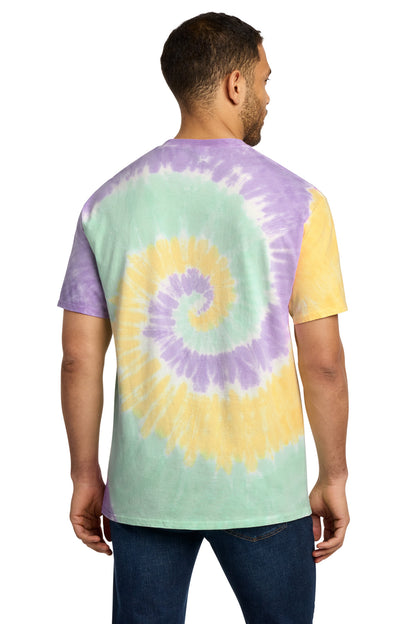 Custom Embroidered Port & Co T-Shirts  in Mint Rainbow