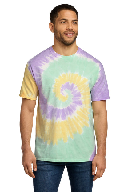 Custom Embroidered Port & Co T-Shirts  in Mint Rainbow