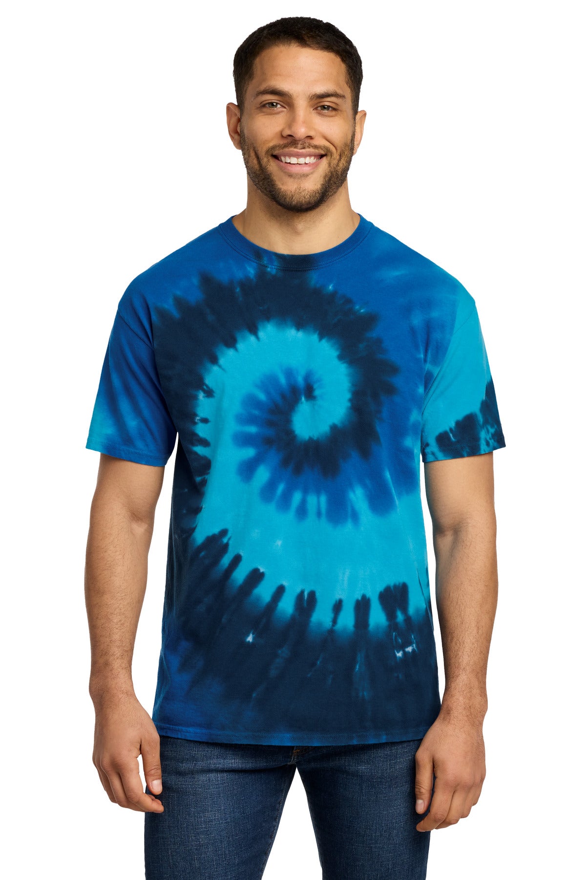 Custom Embroidered Port & Co T-Shirts  in Ocean Rainbow