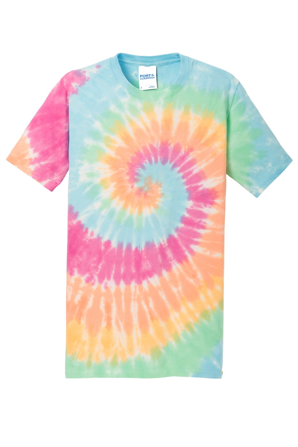 Custom Embroidered Port & Co T-Shirts  in Pastel Rainbow